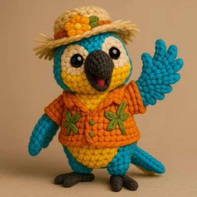 Blui the parrot waving